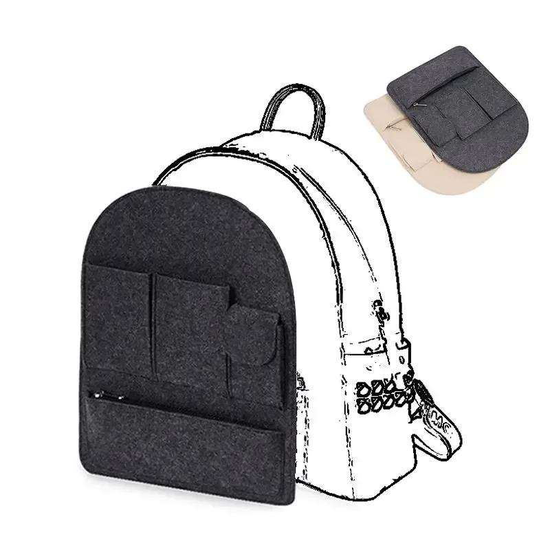 Organisateur Voyage Feutre Noir Orange Accessoires Mise Niveau Sac Dos École Tri Cosmétiques Inserts