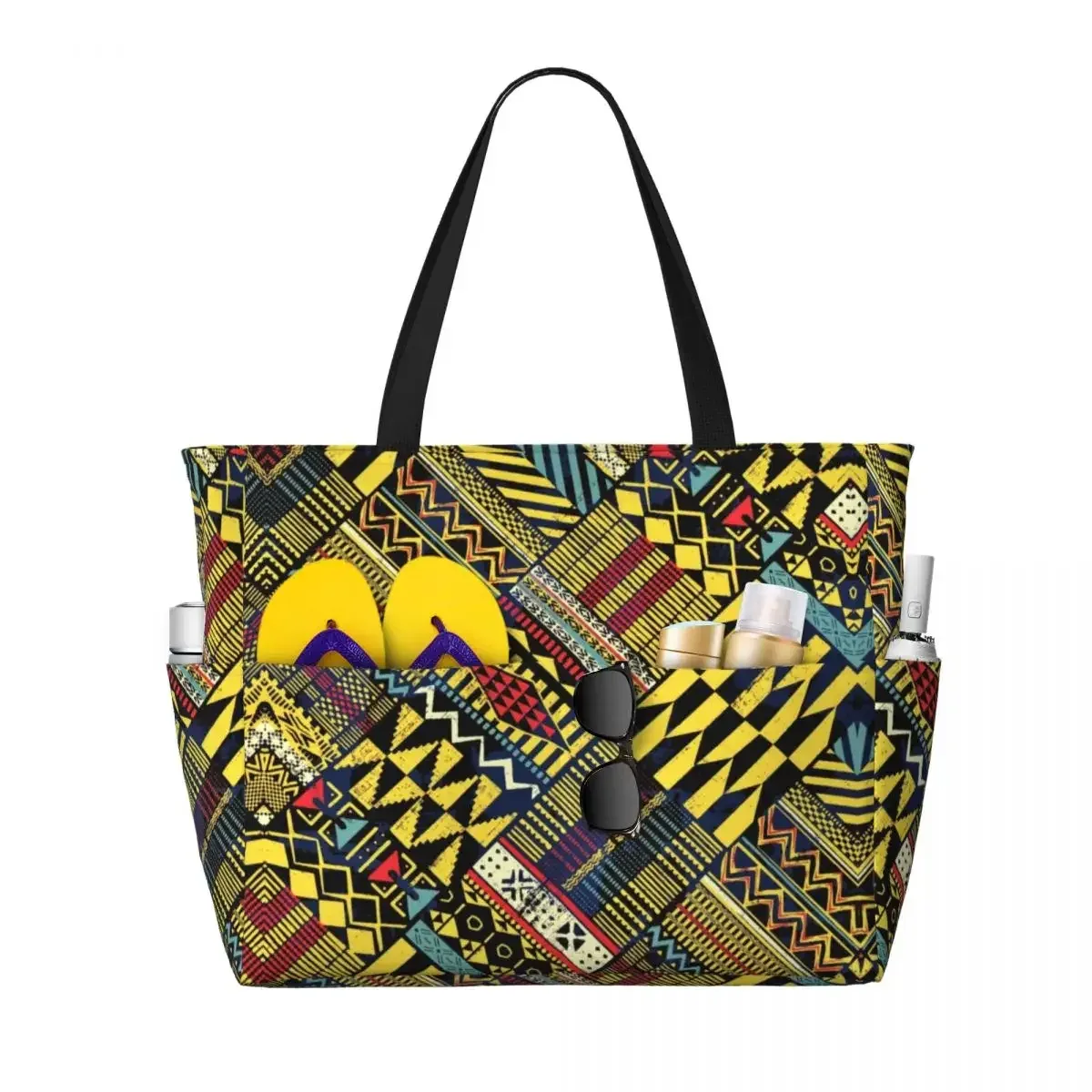 sac fourre-tout personnalisé en tissu kente africain pour femmes, grande capacité, sacs de voyage traditionnels ethniques africains ankara plage salle de sport