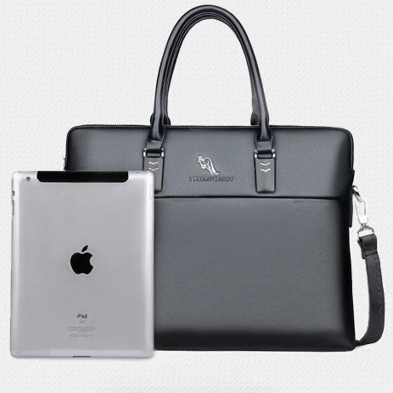 mallette professionnelle en cuir pour hommes, sac de bureau pour ordinateur portable de 14 pouces avec bandoulière, sac messager d'affaires étanche