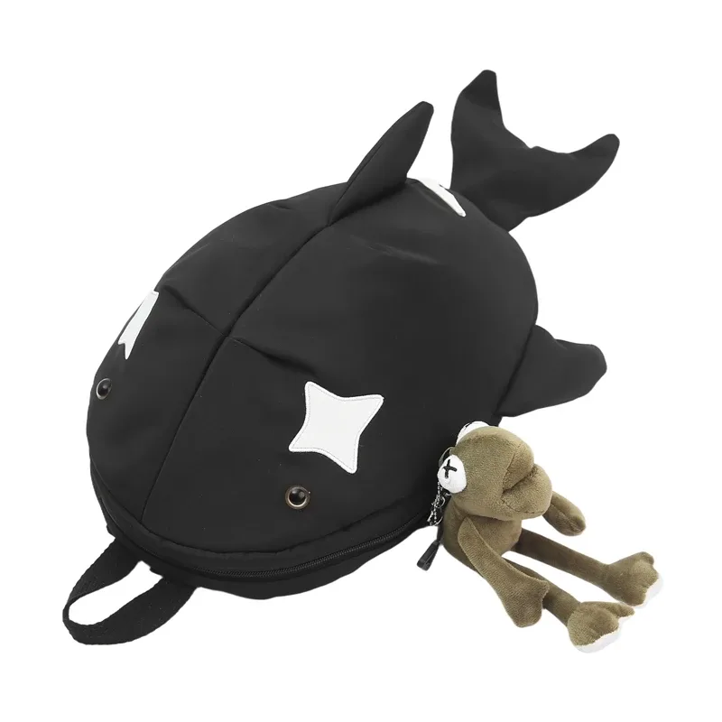 y2k mignon baleine requin forme sacs à dos grand sac de voyage en nylon durable unisexe en plein air drôle dessin animé sac à dos étudiant cartable