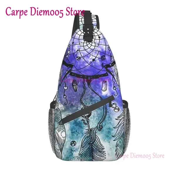 sac à bandoulière aquarelle pour hommes et femmes, style boho attrape-rêves mandala, sac de jour de randonnée, sac à dos à bandoulière, sac de poitrine de voyage pour hommes et femmes