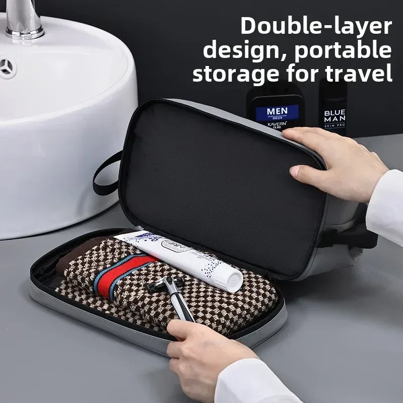 trousse de toilette de voyage homme double couche grande capacité imperméable pour cosmétiques et rasage – sac de rangement portable pour maquillage