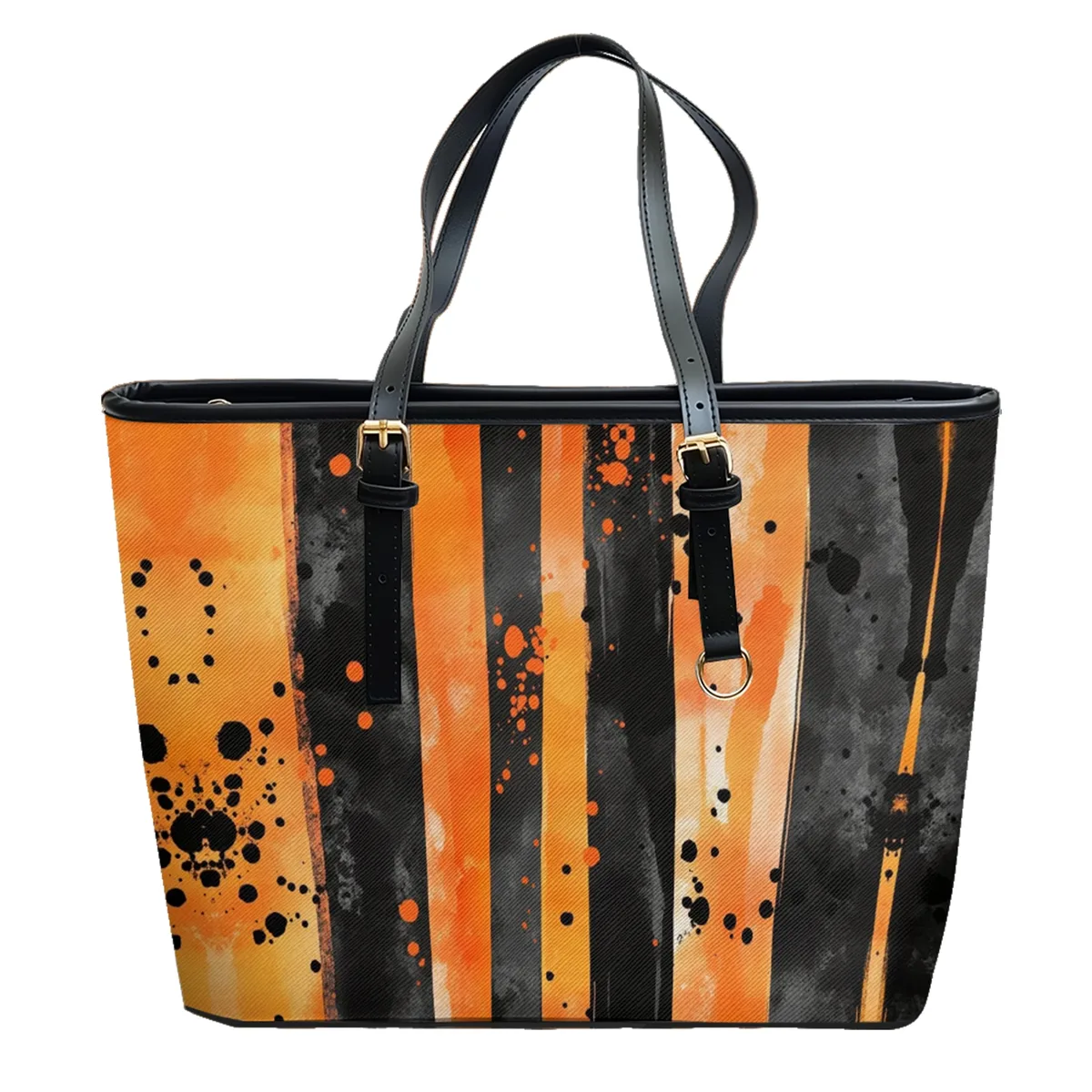 sac à bandoulière en cuir pvc oxford imprimé à rayures aquarelle, fourre-tout léger à fermeture éclair, usage quotidien, sac à main convertible pour le travail et le week-end