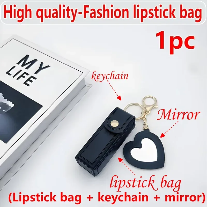 différentes couleurs disponibles, mini sac à rouge à lèvres portable avec miroir en forme de cœur, sac à rouge à lèvres portable avec miroir, petite trousse de maquillage