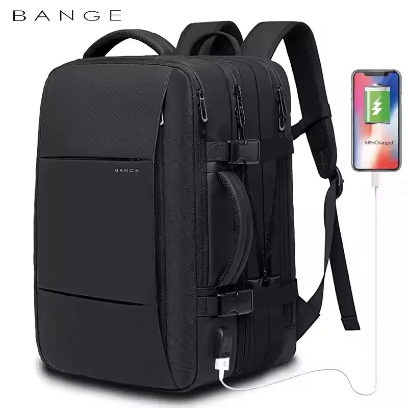Sac Dos Oxford Univercite Polyester Noir Bandes Bleues Poche Latérale Fermeture Glissière Sangles Ergonomiques Grande Capacité Extensible Mode Affaires Étanche