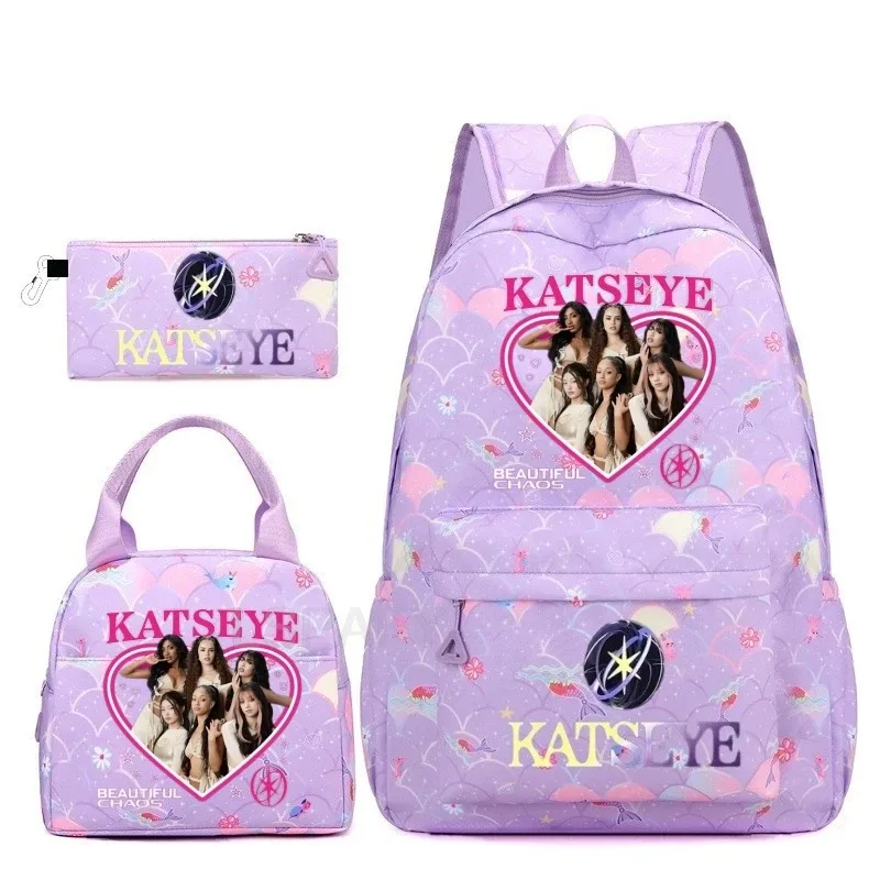 sac à dos tendance katseye amusant pour filles, enfants, étudiants, sac à dos double épaule, sac de voyage pour adolescents, sac à crayons, sac à déjeuner, sac à livres, cartable