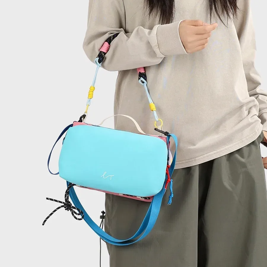 Sac à bandoulière multifonctionnel sport décontracté, couleur contrastée, pour téléphone et bouteille d'eau, sac à main de voyage extérieur pour femme
