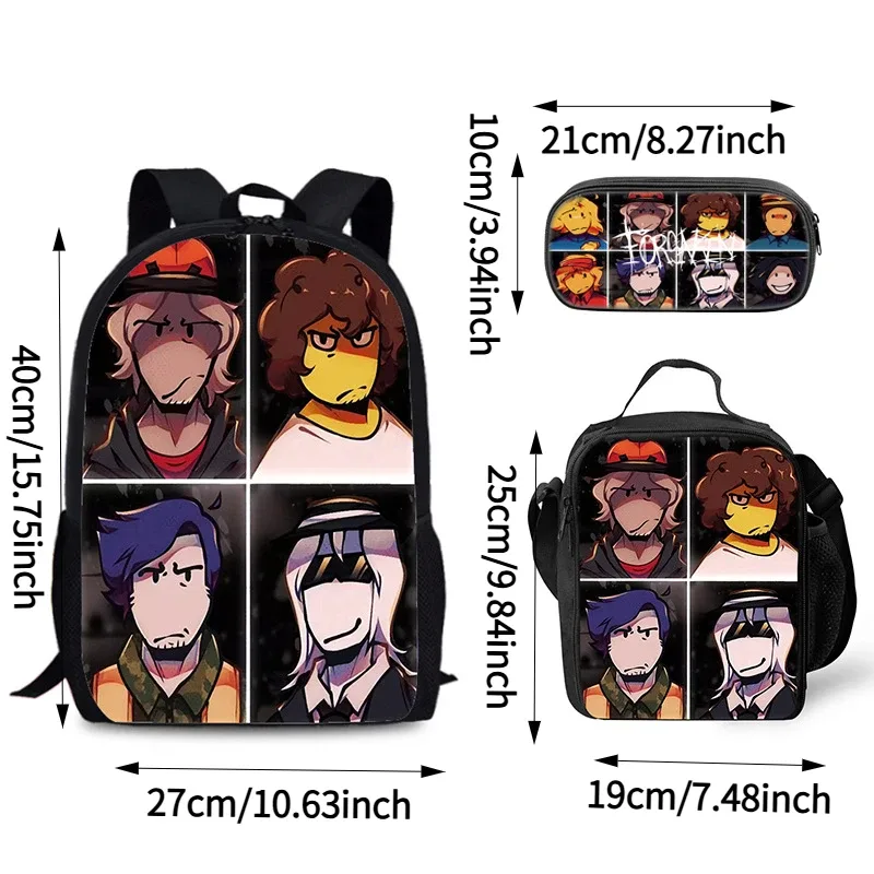 sac dos nylon personnages dessins animés fond noir format grand volume usage étudiant voyage