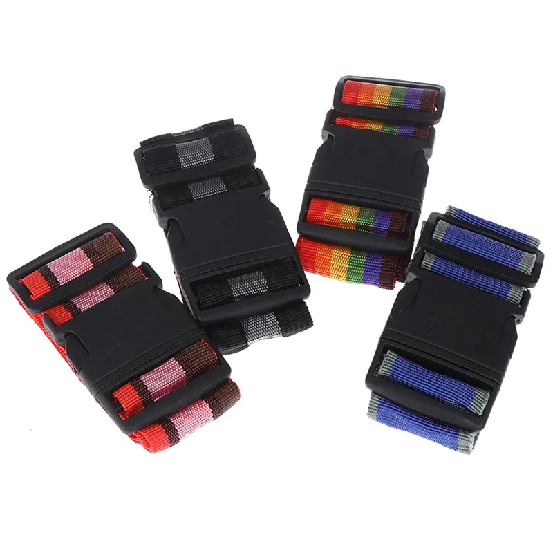 sangle de bagage arc-en-ciel réglable, emballage de ceinture croisée, structure de voyage, environnement de bagage, 180cm, 1pc