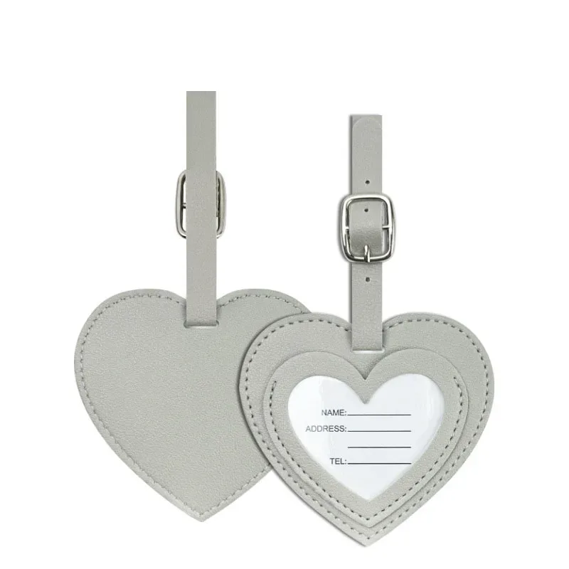 étiquettes de bagage en cuir pu épaissi, design créatif 'love', pour cartes d'embarquement, accessoires de voyage et de vacances, étiquettes d'identification nominative pour le check-in