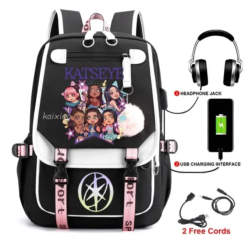 kawaii chaud katseye drôle impression sacs à dos doux capacité étudiant cartable collège étudiant patchwork ordinateur portable simple mochilas