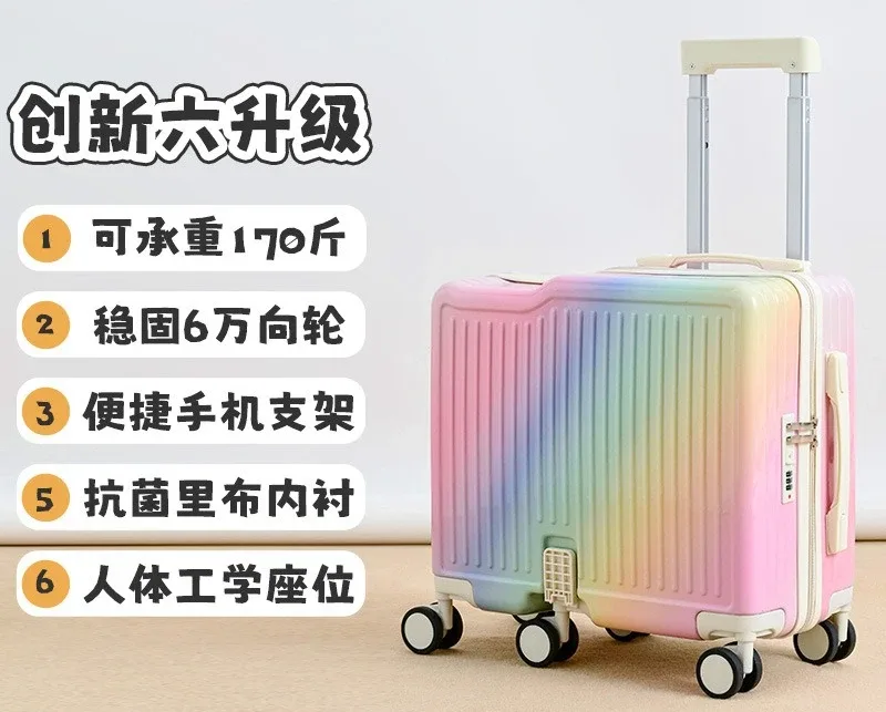 valise trolley pour enfants avec compartiment à bagages, jouet à roulettes, boîte à code, bagage cabine 20 pouces, compacte et légère pour le voyage