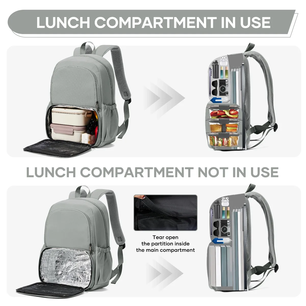 sac à dos isotherme pour déjeuner, sac à dos scolaire pour garçons, sacs à dos thermiques avec compartiment pour déjeuner, pour l'école, le bureau, les pique-niques et les voyages