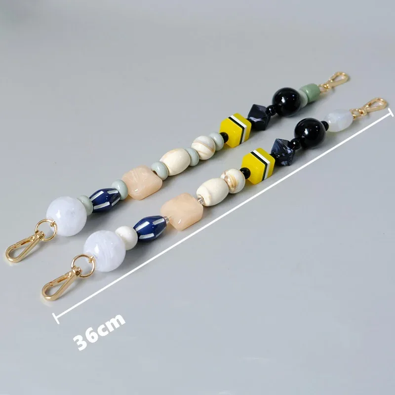 pièces d'accessoires de sac pour femmes, perles colorées en résine, bracelet décroissant pour les mains, sangle de coque de téléphone, poignée de remplacement, nouveau