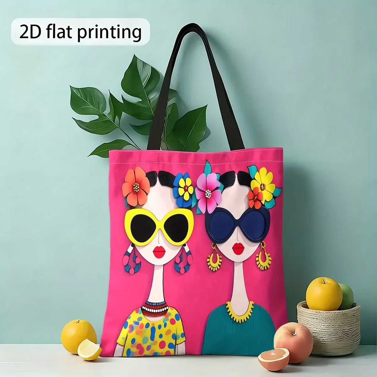 sacs à bandoulière imprimés aux couleurs vives avec motifs de couronnes florales, sacs de courses réutilisables, sacs à main pour femmes, usage quotidien