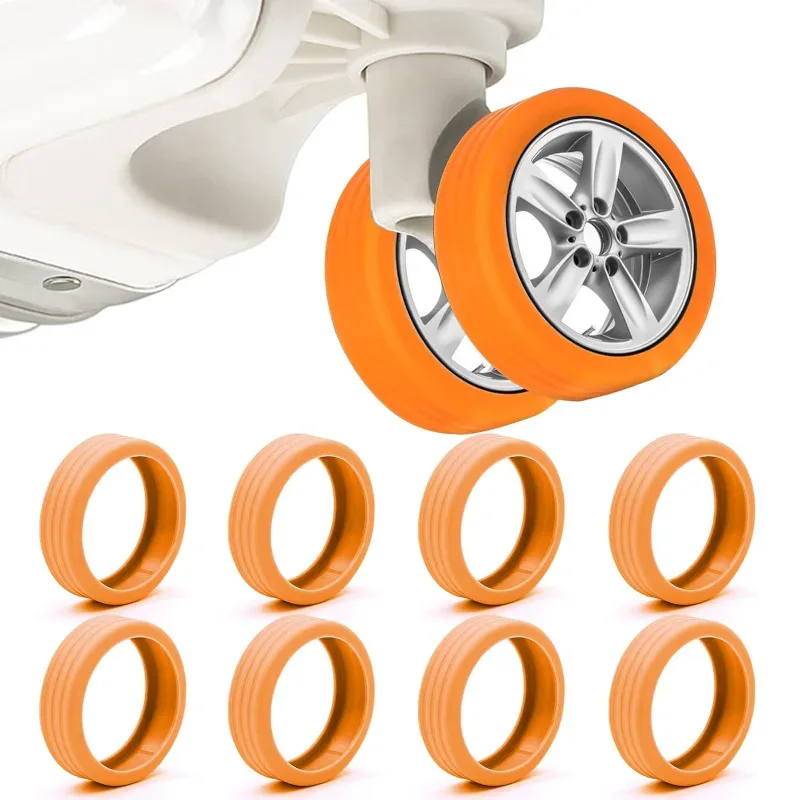 protecteur de roues de bagages en silicone, 8 pièces, roulettes, chaussures, valise de voyage, réduit le bruit, accessoires de couverture de protection