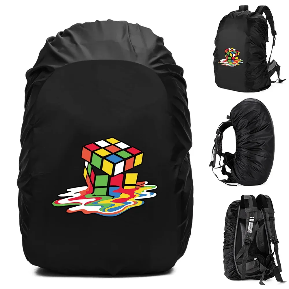 housse de pluie imperméable pour sac à dos, accessoires de voyage, motif 3d imprimé, portable pour l'extérieur, 20l-70l, pour randonnée et escalade