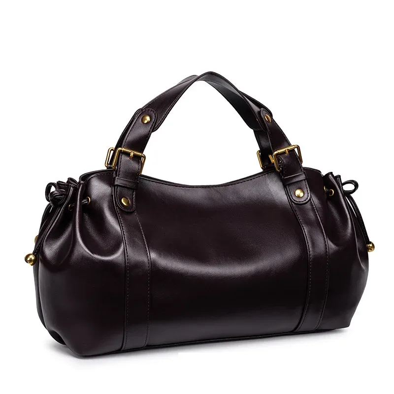 sac fourre-tout tendance grande capacité à effet froncé, sacs à main de luxe en pu souple pour femmes, sacs de banlieue de créateur avec cordon de serrage, sac de ville tendance 2026