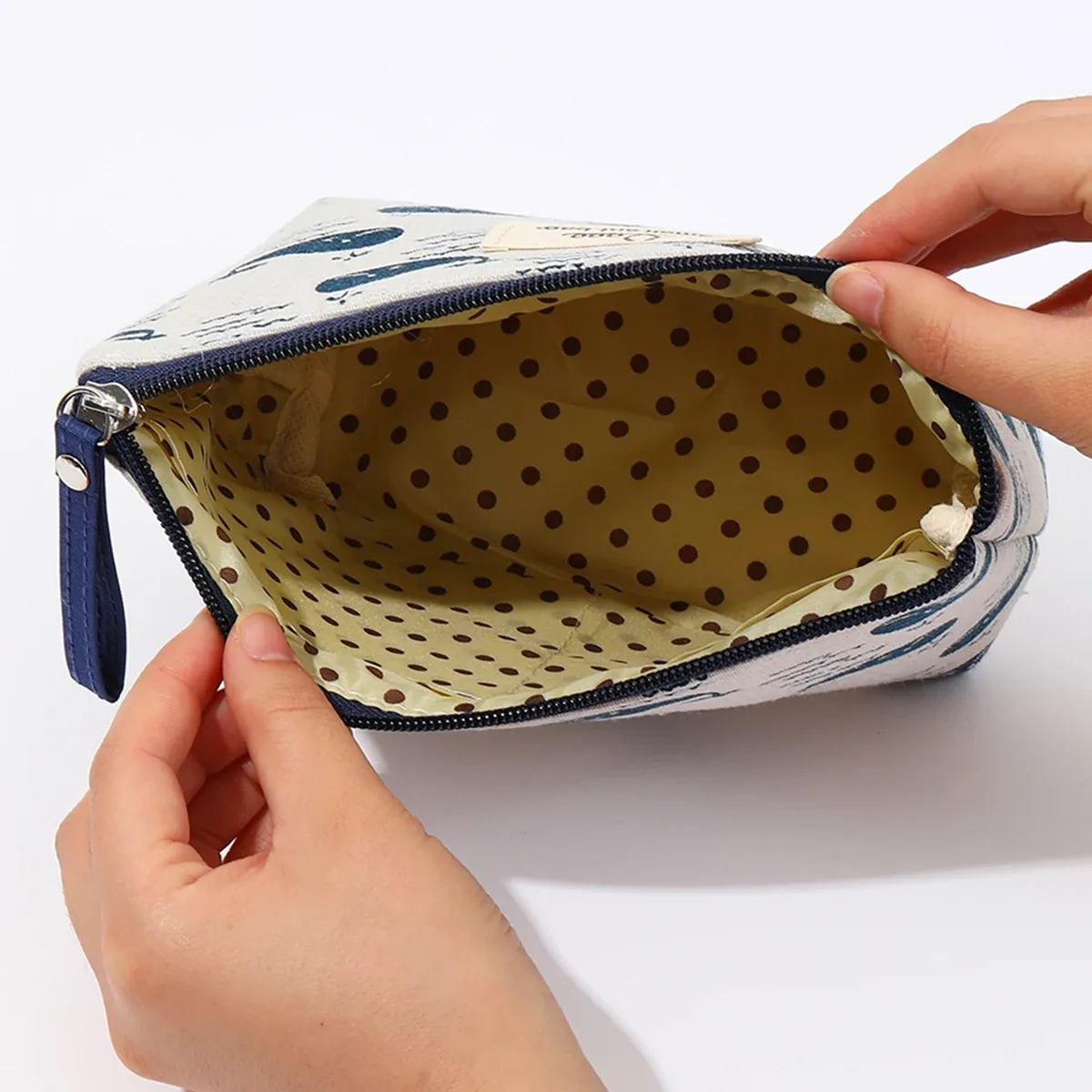 pochette à fermeture éclair en tissu, sac de rangement pour cosmétiques, porte-cartes multifonctionnel en toile, pochette pour clés, sac pour téléphone, trousse de toilette