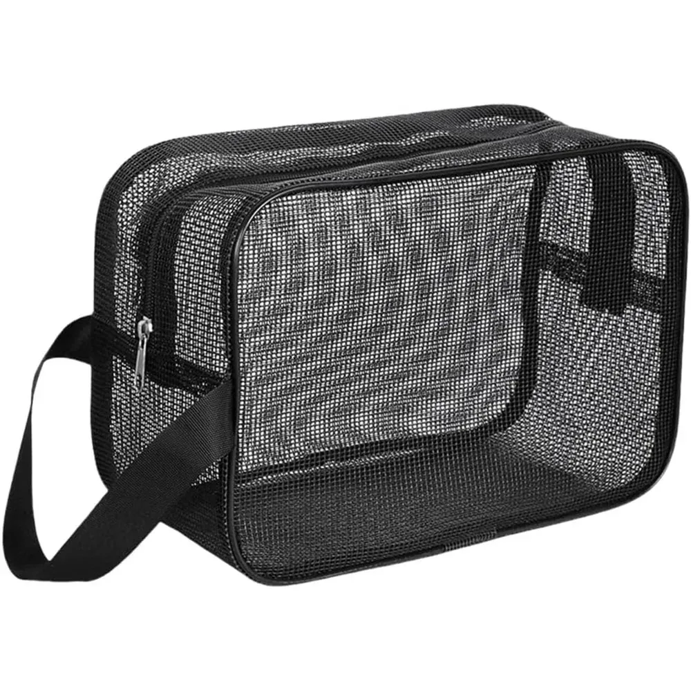 sac de douche en maille, grande capacité, organisateur de toilette pour voyage, sac suspendu à séchage rapide avec fermeture éclair pour cosmétiques et gym