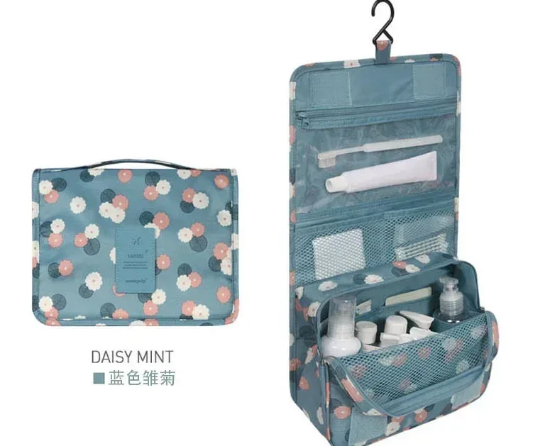 trousse toilette cosmétique rose léopard compartiments imperméable transparent grille velcro voyage maquillage organisateur rangement