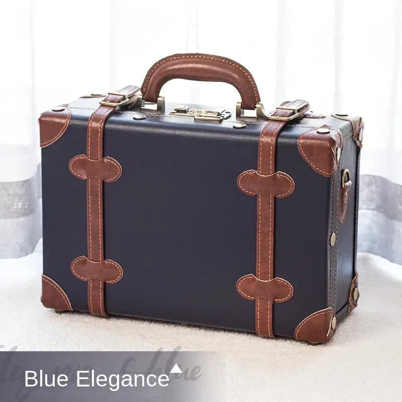 valise vintage fabriquée à la main, mallette d'affaires, mini valise de voyage, étui de maquillage, verrouillage par mot de passe, organisateur de rangement de bagages en cuir