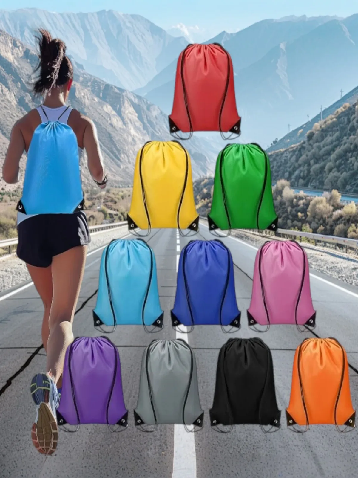 sacs à dos à cordon de serrage 1-10 couleurs, fourre-tout de rangement en polyester, sac à cordon en vrac pour le sport, la salle de sport, les voyages, la natation