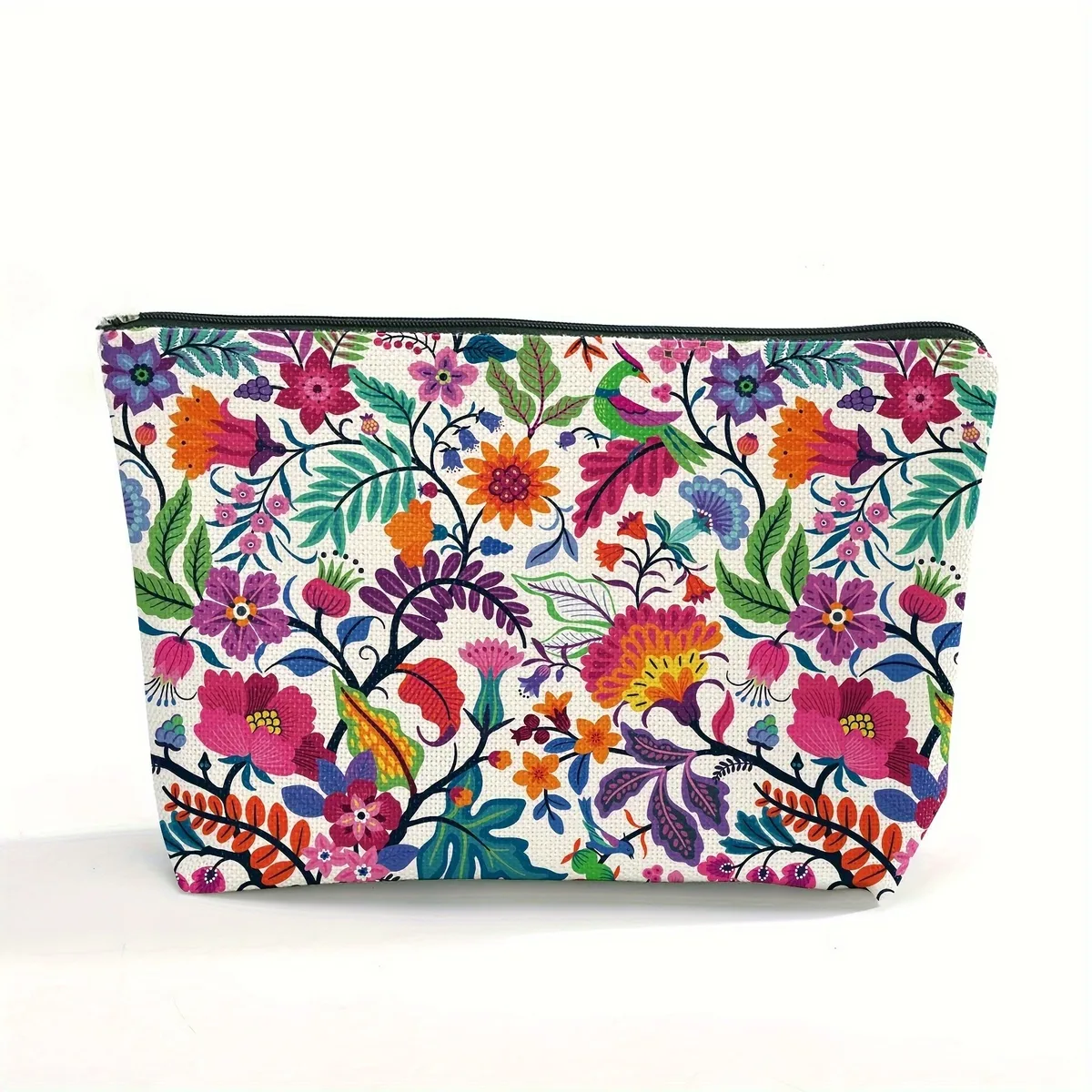 trousse de maquillage en forme de vigne boisée, fleurs paisley lumineuses, sac à cosmétiques imprimé, trousse de toilette en polyester durable pour voyage