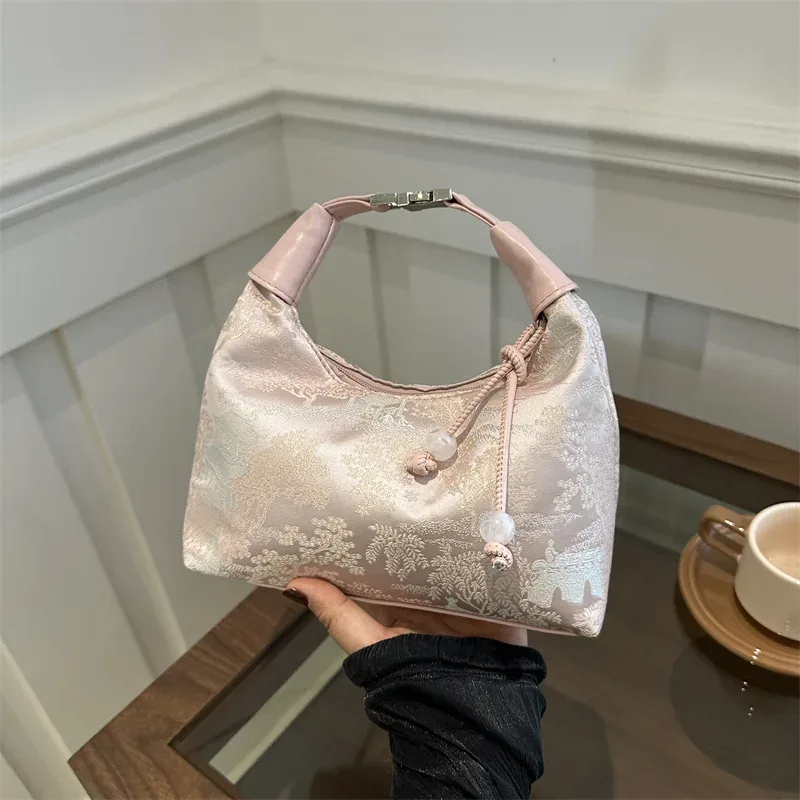 sacs de luxe design femme doux broderie sac à bandoulière texture en nylon perle pendentif bandoulière sac à main seau sac à main femmes fille