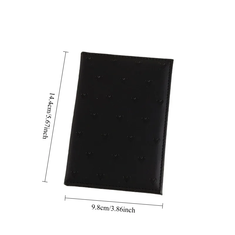 portefeuille de voyage à imprimé cœur mignon pour femmes, couverture de passeport en cuir pu, porte-passeport, accessoires de voyage, étui de protection pour documents
