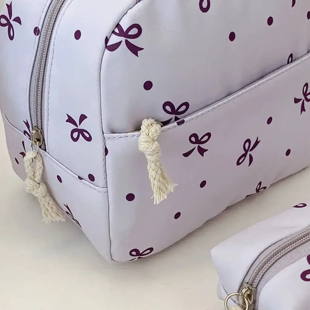ensemble de trois pièces avec nœud de couleur fraîche, sac à dos, sac à main, trousse à crayons en plusieurs couleurs, adapté au transport quotidien