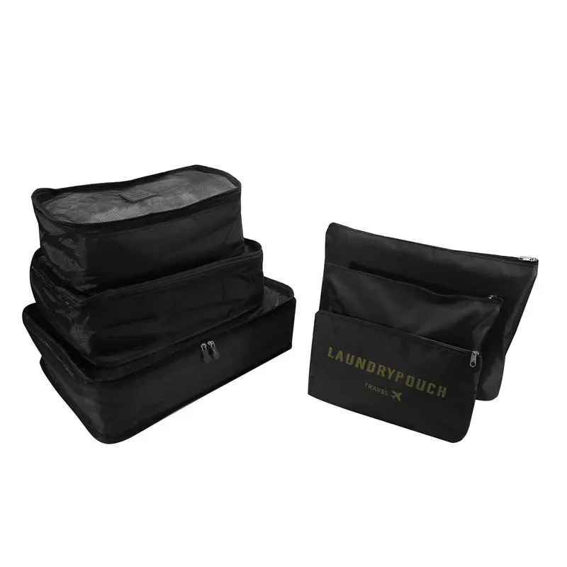 organisateur voyage polyester bleu transparent rectangulaire poignée intégrée fleurs léopard motif lettre format rangement vêtements chaussures compression