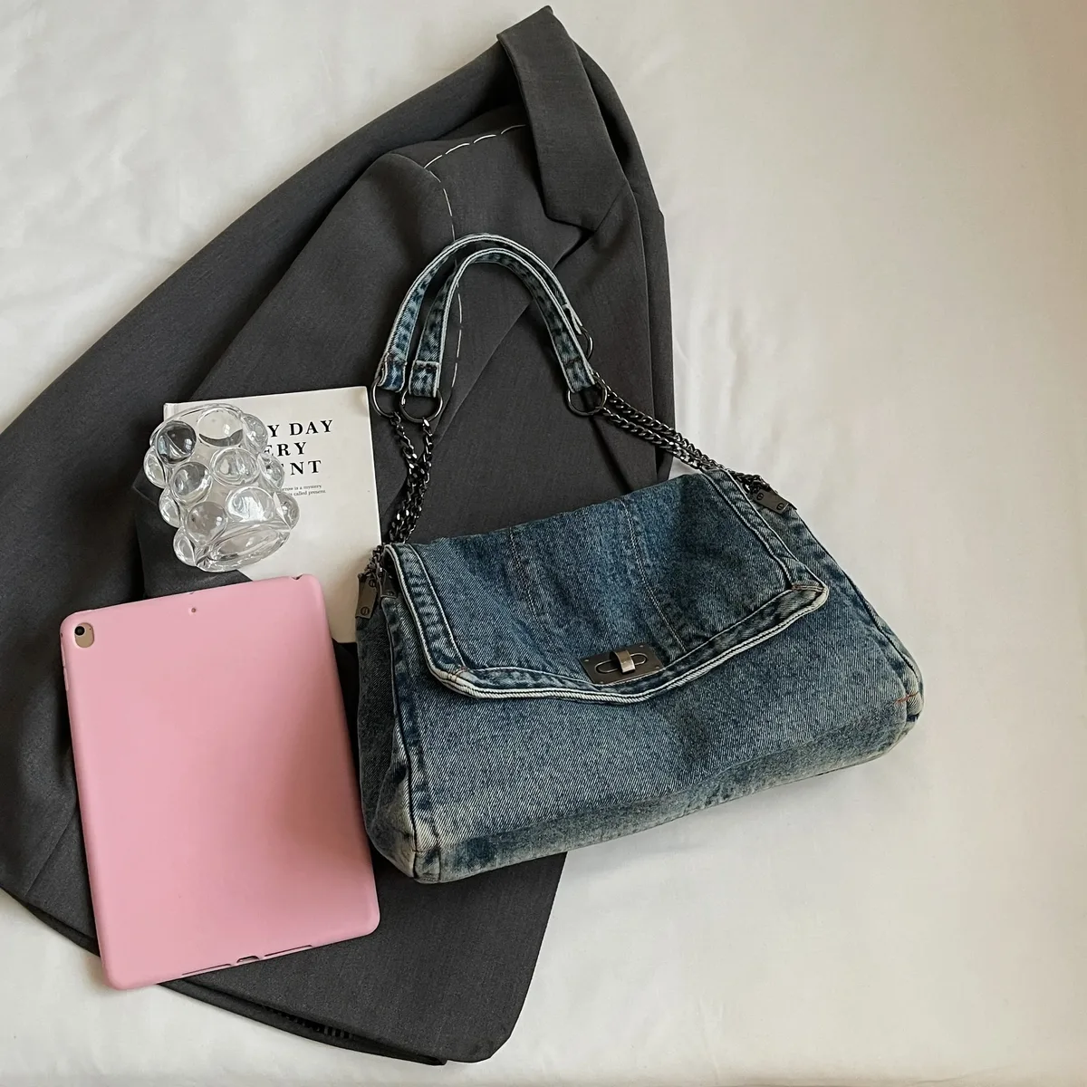 sac à bandoulière en denim pour femme, fourre-tout de grande capacité, décontracté, à la mode, nouvelle collection 2025