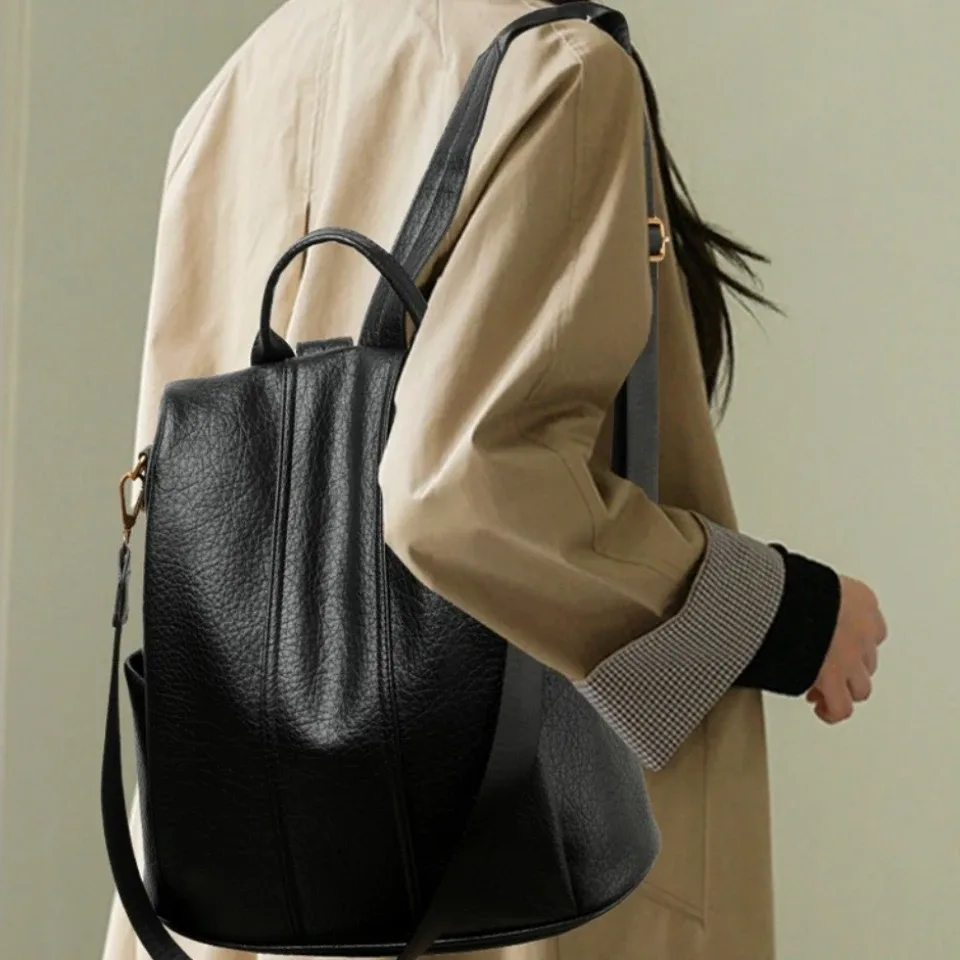 sac à dos antivol grande capacité, sacs à dos décontractés pour femmes et filles, sacs à dos de voyage en cuir souple de qualité supérieure, sacs à bandoulière