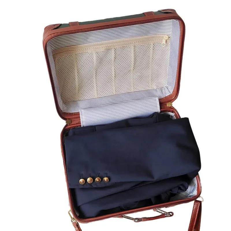 valise vintage en cuir pu pour femmes, design rétro, 20 pouces, bagage à main 24/28 pouces, coffre à bagages à carreaux, roues spinner, serrure tsa durable
