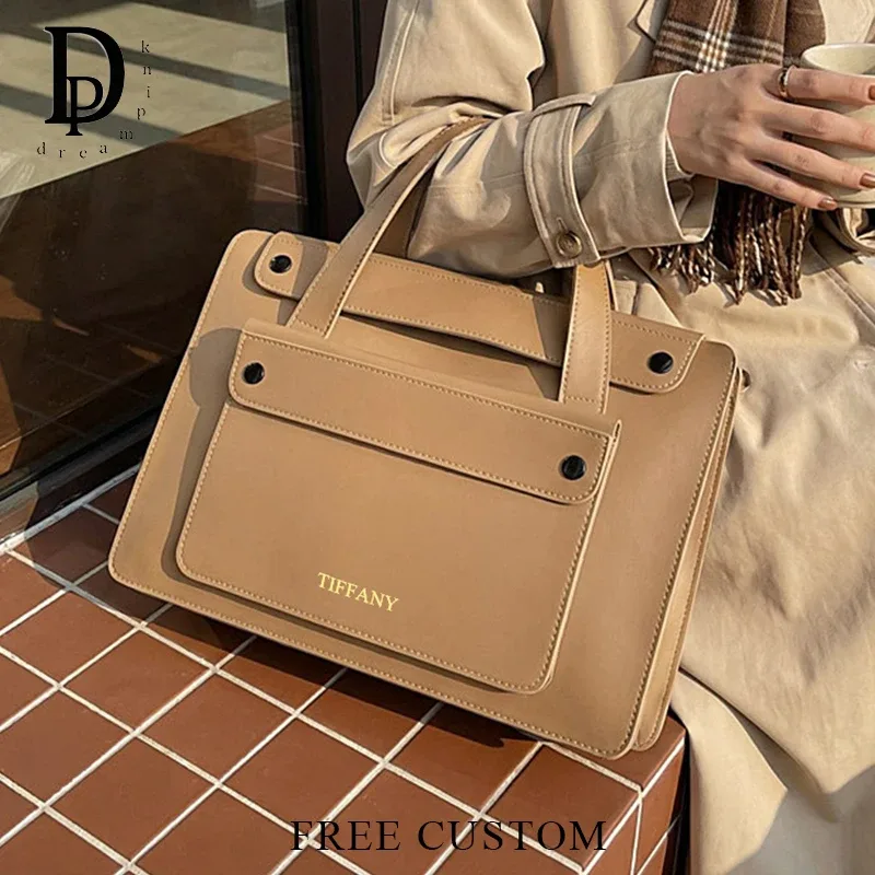 sac à main de luxe personnalisé pour le bureau, sac de transport pour femme en cuir pu, grande capacité, sac pour ordinateur portable de 14 pouces