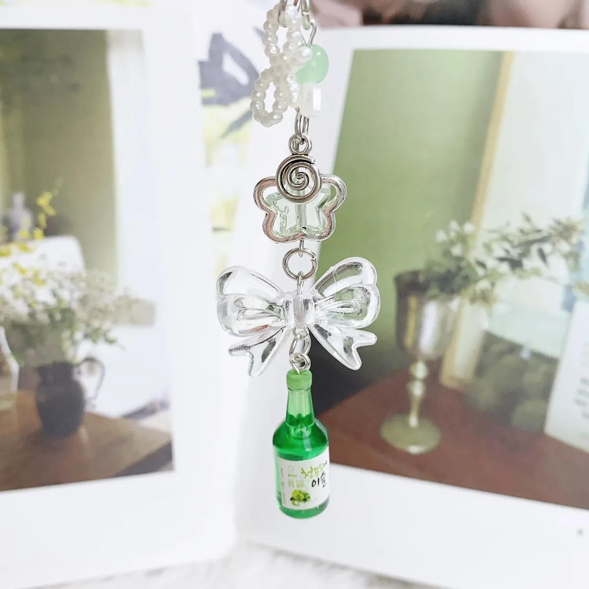 pendentif nœud papillon oreilles pour femmes, étuis de téléphone, cintres de valise et porte-clés, couleur rose, simple et mignon kawaii pour filles à la mode