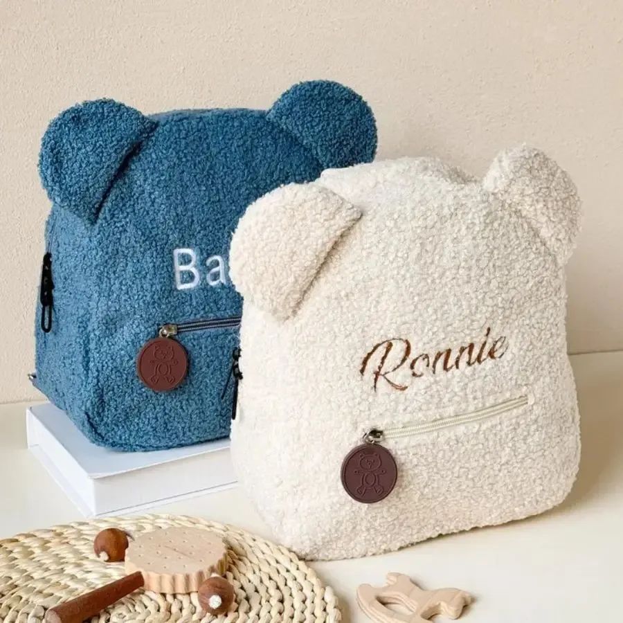sac à dos personnalisé avec nom, sac à dos pour enfants avec nom, sac à dos pour tout-petits avec ours en peluche, sac à dos moelleux personnalisé pour enfants