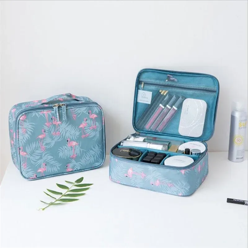 sac à cosmétiques organisateur sac de maquillage portable étanche mini couleur unie flamant voyage sac de rangement de toilette pochette de lavage de beauté