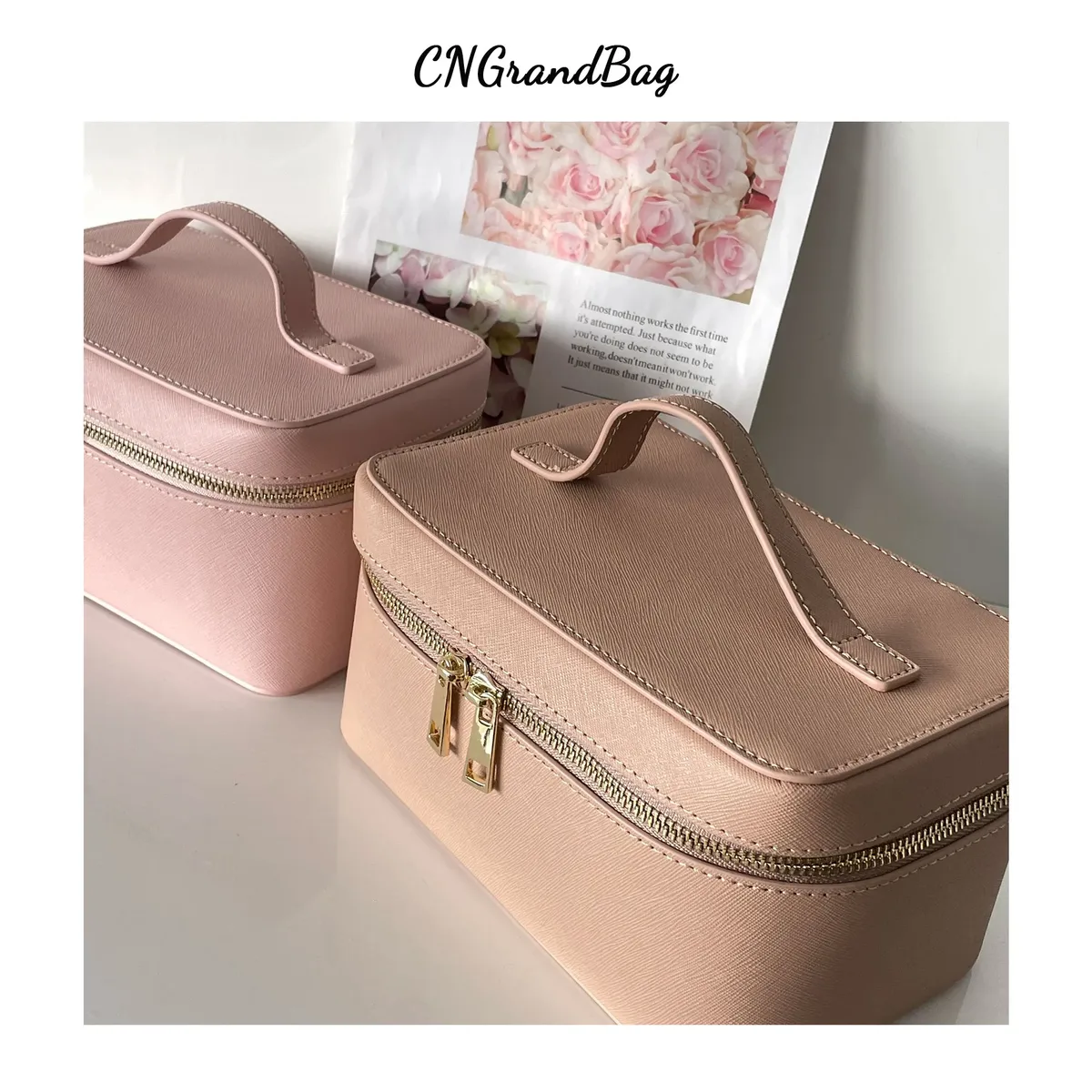 saffiano – trousse de toilette de voyage en croûte de cuir pour femmes, sac portable suspendu, boîte de rangement de maquillage, kit dopp, sac à cosmétiques pour femmes