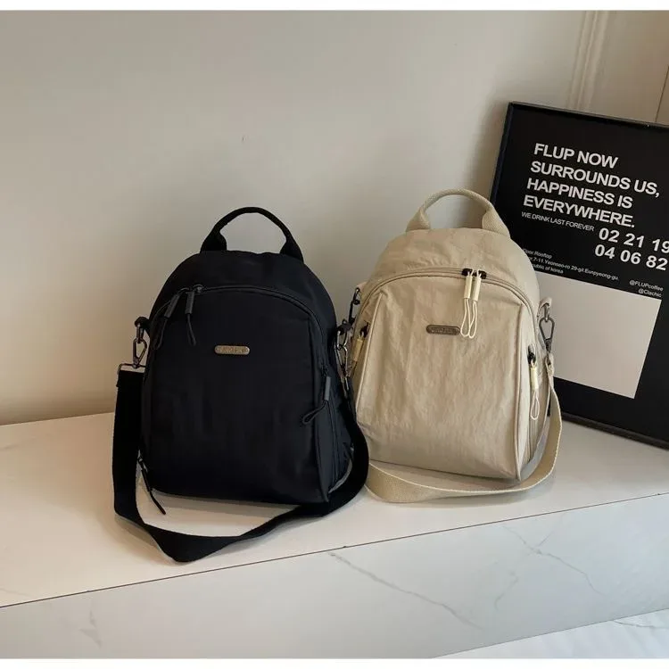 sac à dos mini léger en nylon pour femmes, sac à bandoulière convertible, multi-poches, sac de voyage décontracté pour la journée