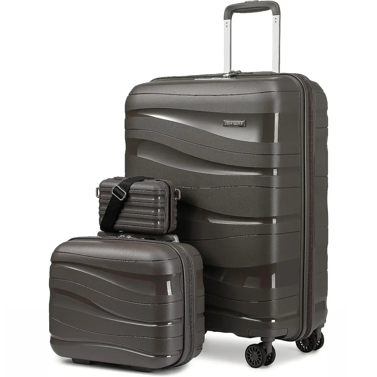 melalenia – ensemble de bagages à main 3 pièces, valise en matériau pp avec roulettes pivotantes, serrure rigide tsa