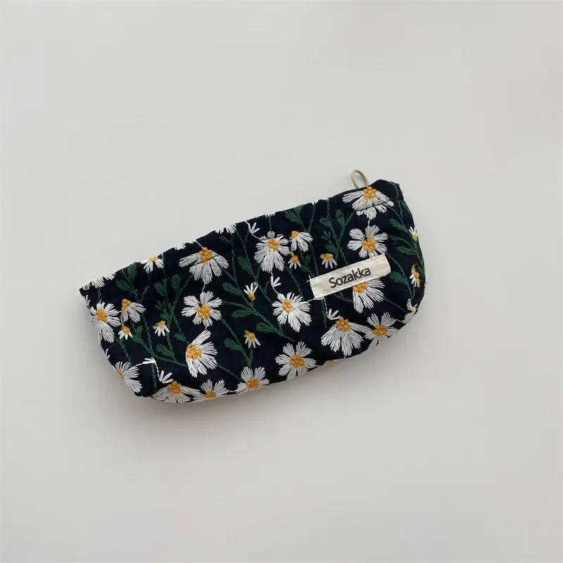 trousse à cosmétiques imprimée de fleurs pour femmes, trousse à crayons, trousse de voyage pour la présidence, trousse de maquillage florale mignonne, rouge à lèvres, pinceaux de maquillage, sac de rangement en poudres