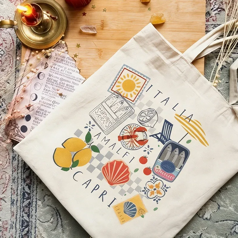 sac fourre-tout à motif capri italia, sac de plage, sacs de shopping, sacs à main, sacs à bandoulière en toile, sacs de shopping pour femmes, sacs de shopping de grande capacité, cadeau