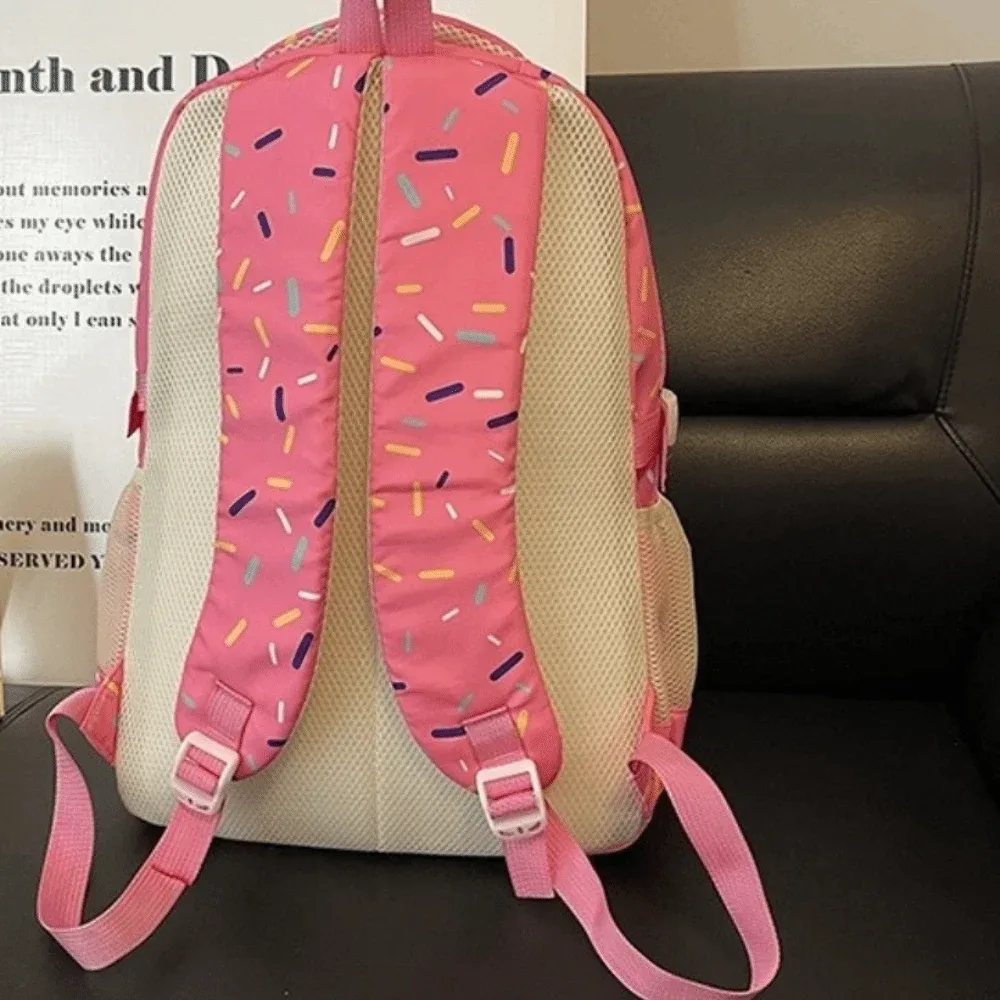 sac dos tissu oxford motif glace vanille perles colorées bleu clair rose bleu foncé usage étudiant voyage école sortie