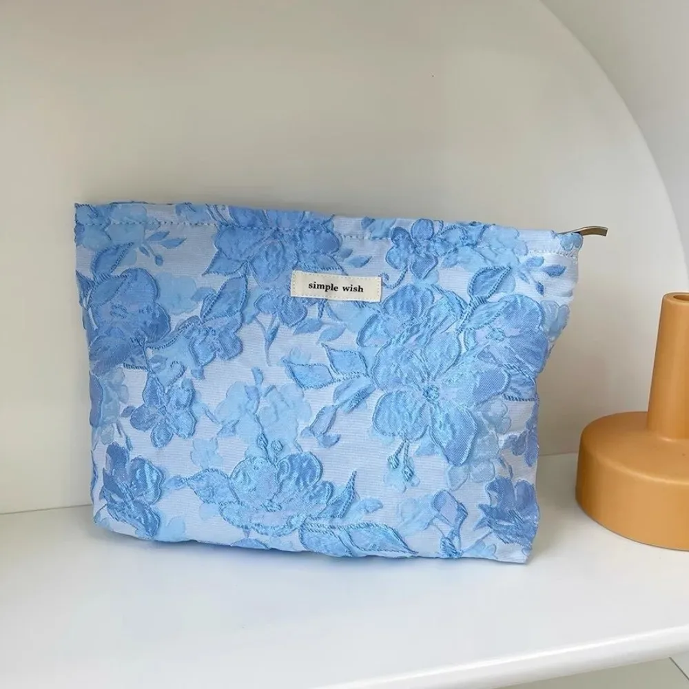 trousse de maquillage imprimée tendance, grande capacité, motif floral, pochette de toilette portable pour l'extérieur