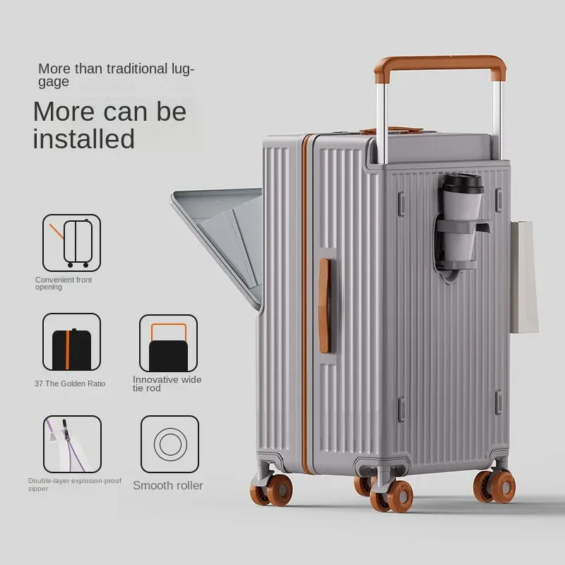nouveau bagage à biellette large ouverture avant sac pour ordinateur portable valises de voyage multifonctions sac de cabine de 20 pouces valises de grande taille 24-30''