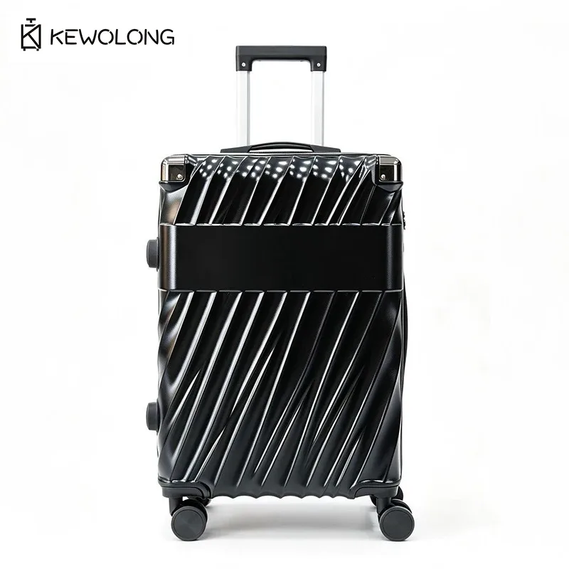 valise rigide à texture spirale, serrure tsa, bagage extensible avec roues silencieuses, trolley de voyage léger de 20/24 pouces