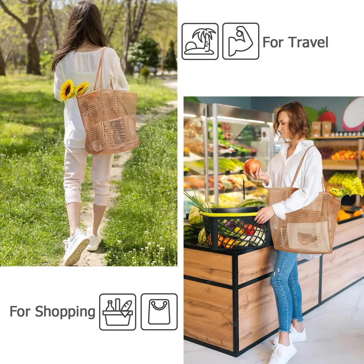 sac à main en maille de plage pour femme, sac de plage de natation pour femme, sac de voyage de grande capacité, sac de rangement portable, sac à main multifonction