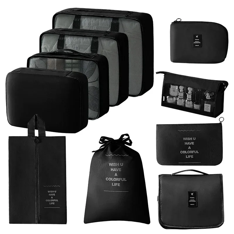 organisateur voyage polyester beige compartiments zippés poches intérieures cube sac compression chaussures pochettes housse vêtements